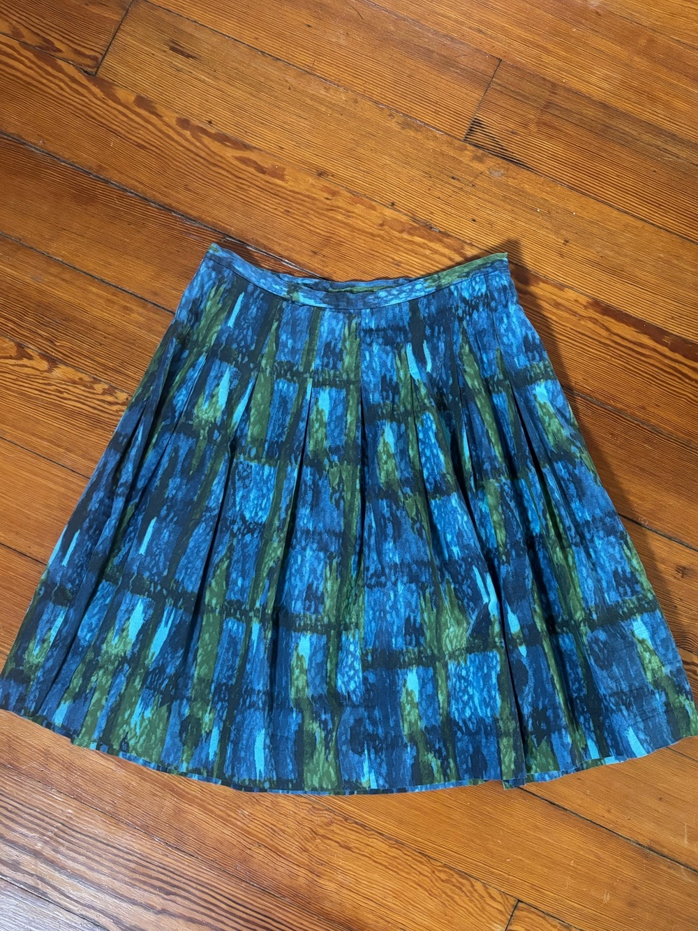 Talbots Blue and Green Pleated Skater Skirt